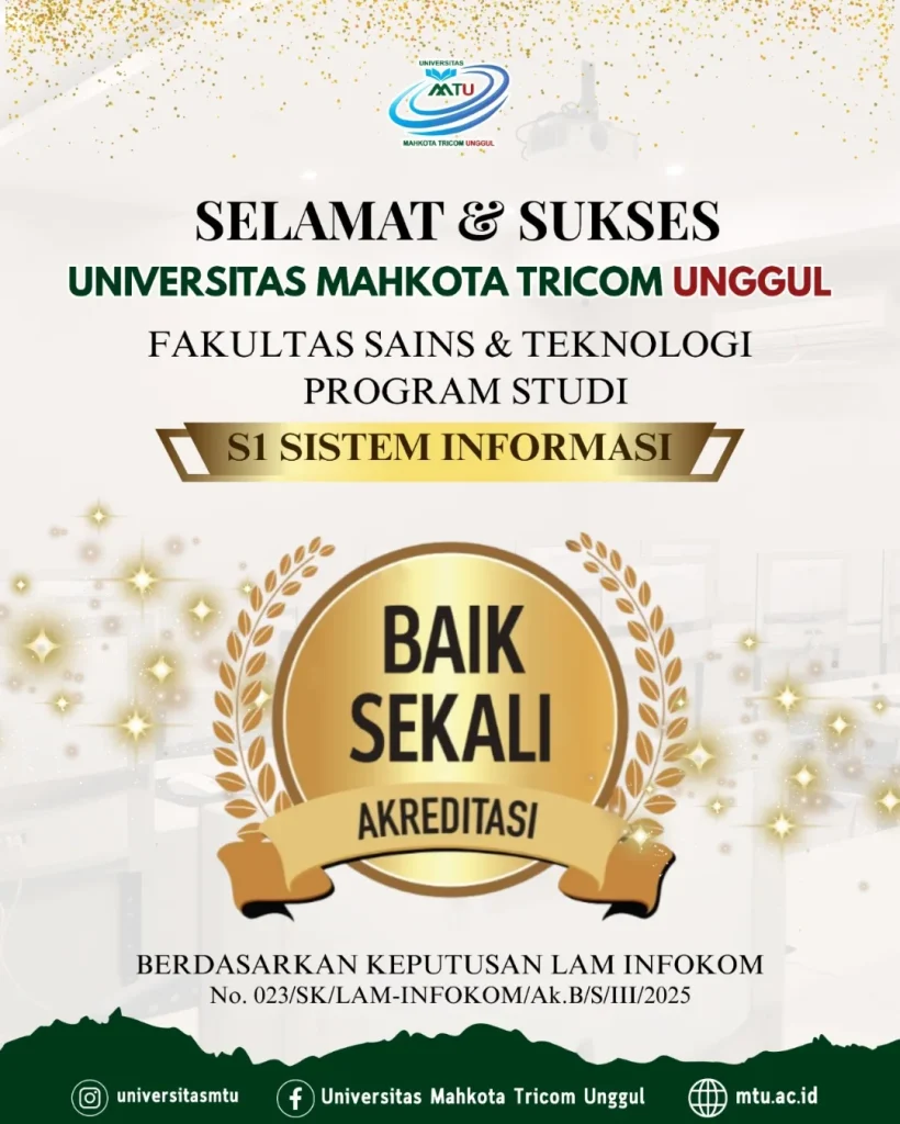 Prestasi Gemilang untuk MTU!Selamat dan sukses kepada Program Studi S1 Sistem Informasi - Fakul