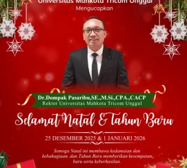 Rektor dan Civitas Akademika Universitas Mahkota Tricom Unggul mengucapkan Selamat Natal dan Tahun Baru 2026.