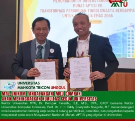 Kolaborasi untuk Kualitas Lebih Unggul! Universitas Mahkota Tricom Unggul (MTU) dan Universitas Komputer Indonesia (UNIKOM) resmi menandatangani MoU Kerja Sama dalam bidang pendidikan, penelitian, dan pengabdian kepada masyarakat.