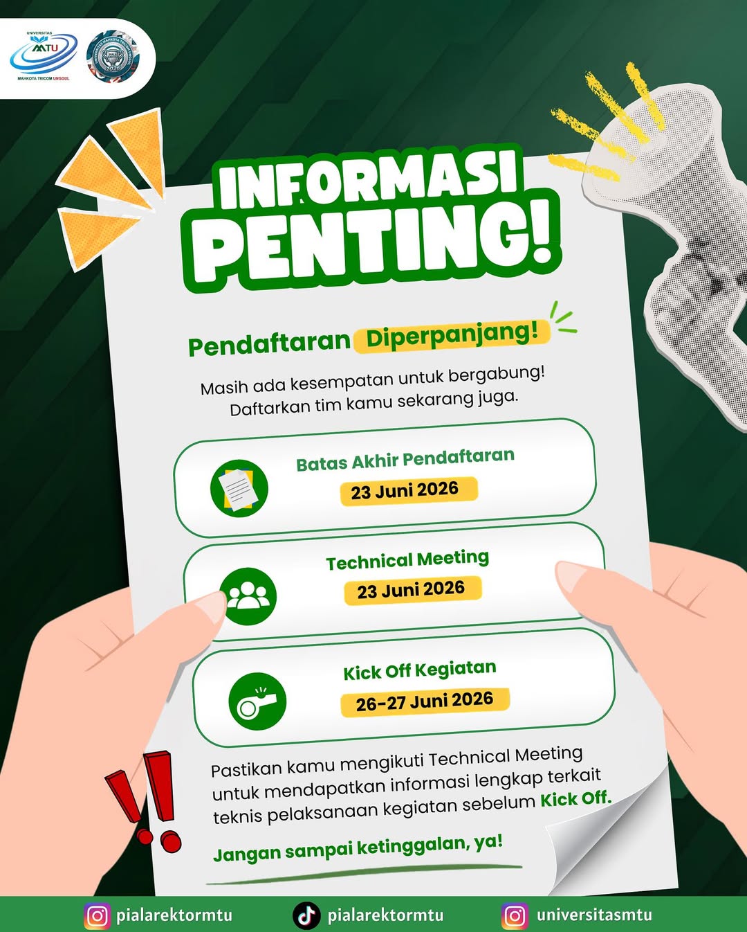 PENGUMUMAN RESMI PERUBAHAN JADWAL EVENT!!📢Dengan penuh rasa hormat, kami dari Panitia Piala Rek (1)