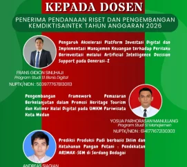 Selamat & sukses kepada para dosen Universitas Mahkota Tricom Unggul yang telah meraih pendanaan Riset dan Pengembangan Kemdiktisaintek Tahun Anggaran 2026