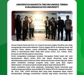Utusan Dayeh University Prof. Lin Yung En bersama Aqilas Vierdhan dan Andy mengunjungi Universitas Mahkota Tricom Unggul (MTU) di Gedung Grand Jati Junction Tower, Medan, Jumat (5/6/2026)